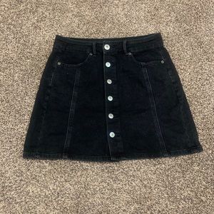 American Eagle brand black denim mini skirt.